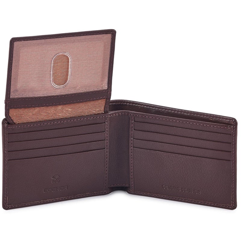 Cochoa Bifold Wallet for Men's Real Genuine Slim Leather RFID Blocking 2 ID Windows Stylish Travel Gift Box (NAPA, CHOCOLATE) - Image 1